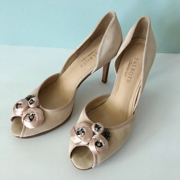 TALBOTS Allie Peep Toe Suede shoes/sandals Sz 8 - Picture 1 of 8
